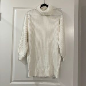 White sweater dress